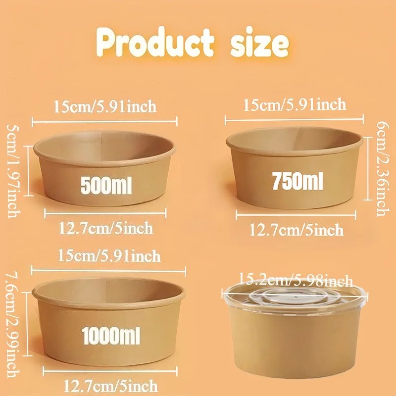 15/30PCS Kraft Paper Bowls Dis - đánh giá và giá Meal Prep Bowl