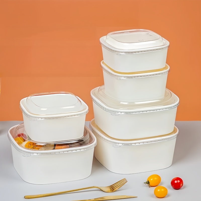 White Square Paper Salad Bowl  - đánh giá và giá Meal Prep Bowl