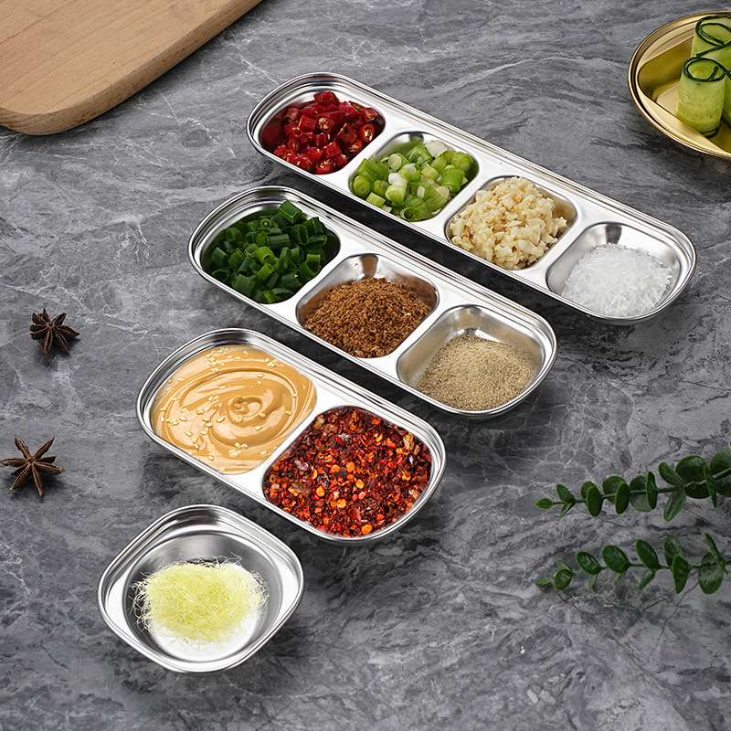 Stainless Steel Divided Dip Bo - đánh giá và giá Sauce Dipping Cup